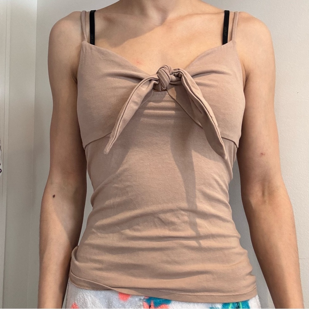 Express Women's Tan Knot Front Top